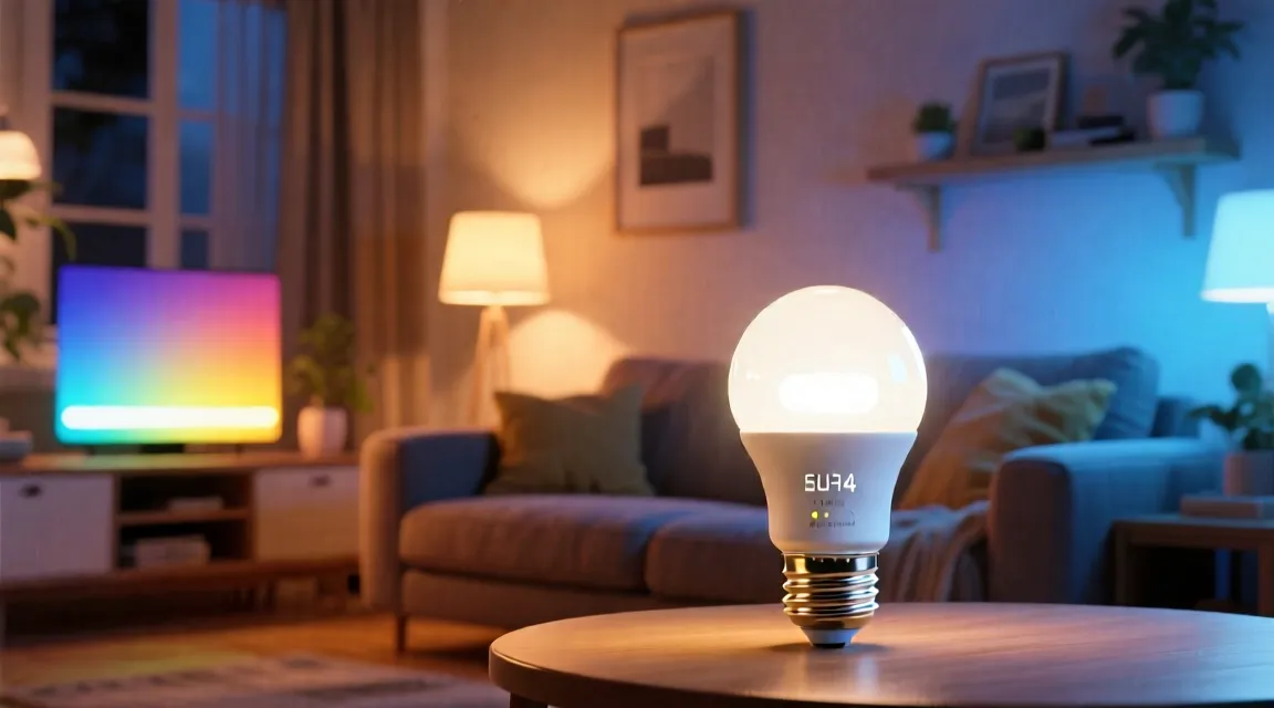 Bombilla inteligente cambiando de temperatura de color